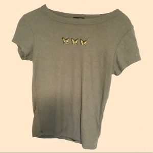 Rue21 Cute Crop Top with embroidered butterflies. Size XS, fits like a small.